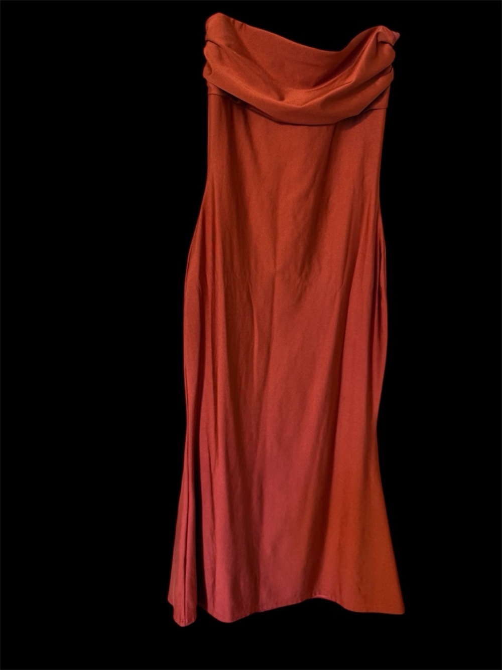Strapless Rust Orange Maxi Dress